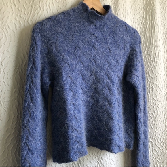 Aritzia Wilfred Free Blue Michal Wool Alpaca Blend Cable Knit Sweater XS - Picture 6 of 16